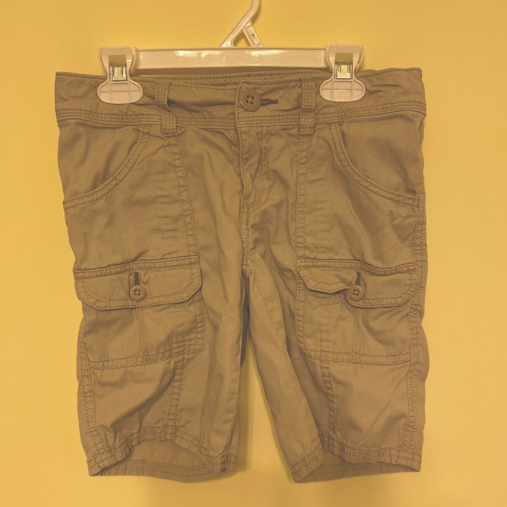 Cute girl khaki color cargo shorts